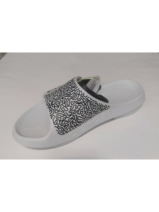White Labyrinth OOFOS Ooahh Sport Flex Slide Mens Size 11 Womens 13 Sandals Shoe main image 4